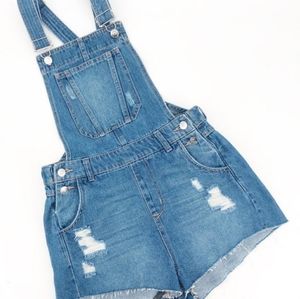 H&M OVERALL SHORTS DISTRESSED